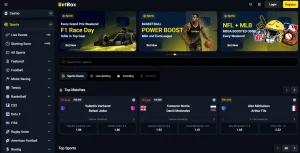 Bereich für laufende Spiele von Betbox mit laufenden Begegnungen und Wettquoten